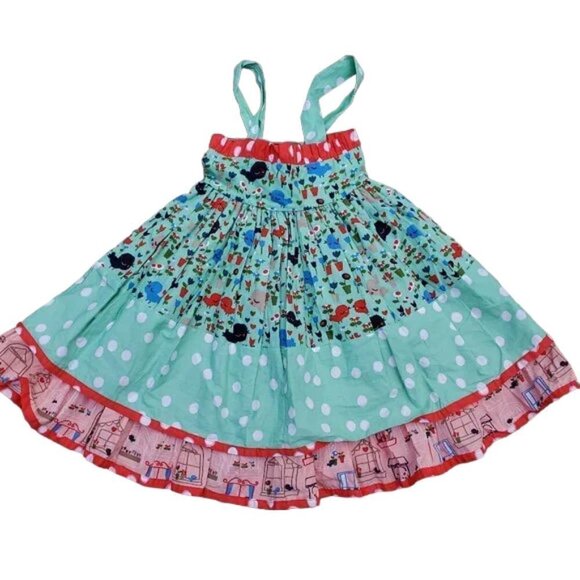 Jelly The Pug Belezza Sassy tiered Full Skirt Dress Girls size 5 Bird cage CUTE! - Picture 1 of 6